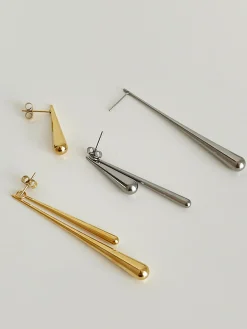 Asymmetrical Golden Water Drop Earrings