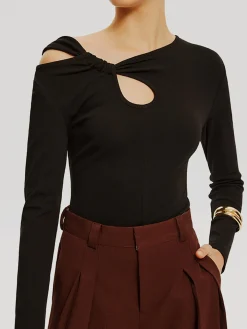 Asymmetrical Knotted Jersey Top