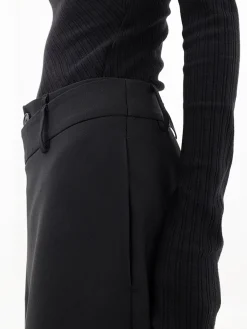 Asymmetrical Layer Button Wide Leg Dress Pants