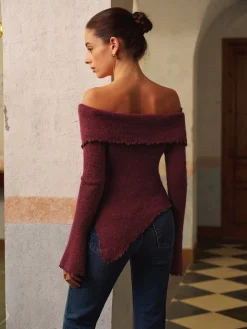 Asymmetrical Lettuce Trim Ruched Floral Knit Top