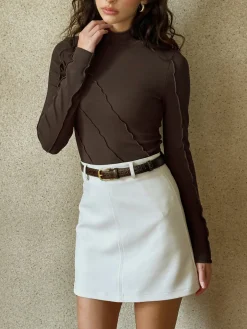 Asymmetrical Lettuce Trim Skinny Top