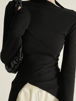 Asymmetrical Long Sleeve Slim Top
