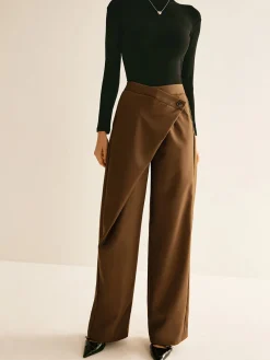 Asymmetrical Mid-Waist Straight Pants