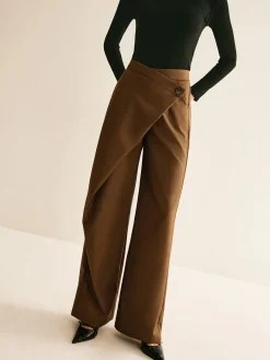 Asymmetrical Mid-Waist Straight Pants