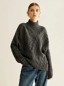 Asymmetrical Mock-Neck Sweater