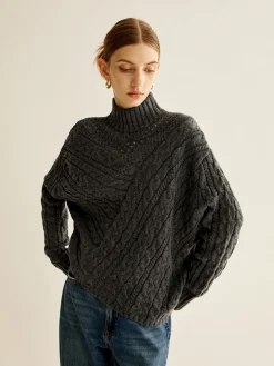 Asymmetrical Mock-Neck Sweater