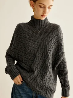 Asymmetrical Mock-Neck Sweater