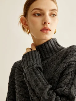 Asymmetrical Mock-Neck Sweater