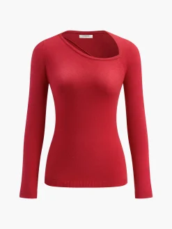 Asymmetrical Neck Jersey Sweater