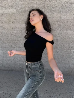Asymmetrical Neck One Shoulder Off Top