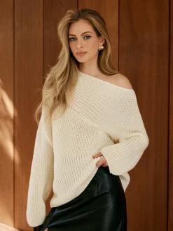 Asymmetrical Neck Shift Sweater