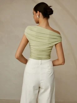 Asymmetrical Neck Sleeveless T-Shirt