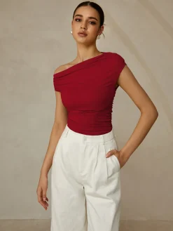 Asymmetrical Neck Sleeveless T-Shirt