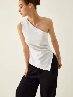 Asymmetrical Neck Split Tank Top