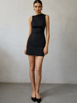 Asymmetrical Neck Tank Short Dress