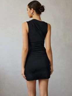 Asymmetrical Neck Tank Short Dress