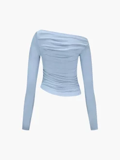 Asymmetrical Off Shoulder Long Sleeve Shirt