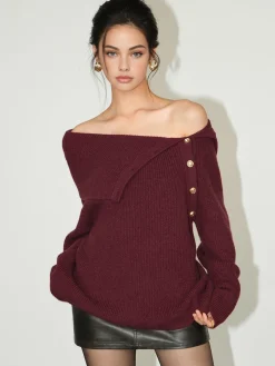 Asymmetrical Off-Shoulder Sweater