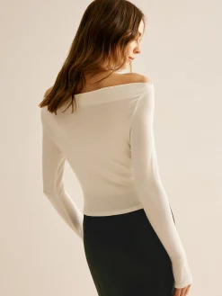 Asymmetrical Off-Shoulder Long Sleeve T-Shirt