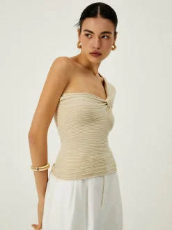 Asymmetrical One Shoulder Knotted Knit Top