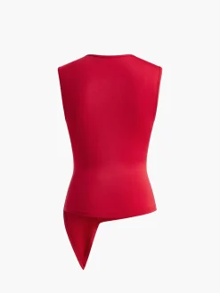 Asymmetrical Pleated Jersey Tank Top