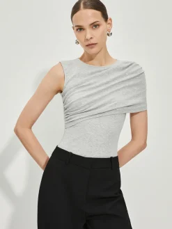 Asymmetrical Pleated Slim Tank Top