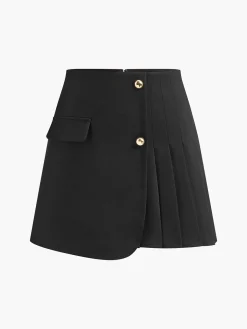 Asymmetrical Pleated Zipper Skirt