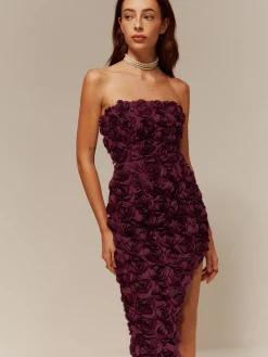 Asymmetrical Rosette Slim Tube Dress