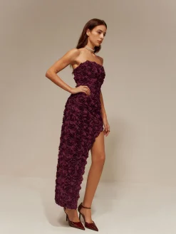 Asymmetrical Rosette Slim Tube Dress