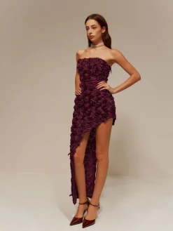 Asymmetrical Rosette Slim Tube Dress