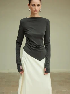 Asymmetrical Slim Jersey Blouse
