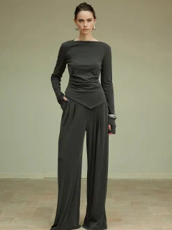 Asymmetrical Slim Jersey Blouse