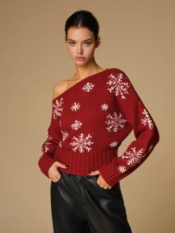 Asymmetrical Snowflake Knit Top