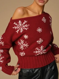 Asymmetrical Snowflake Knit Top