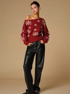 Asymmetrical Snowflake Knit Top