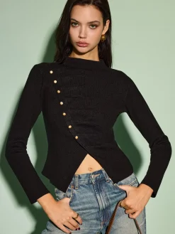 Asymmetrical Split Skinny Sweater