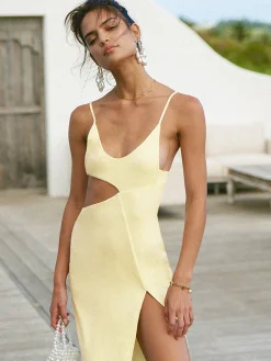Asymmetrical Split Thigh Cutout Long Dress