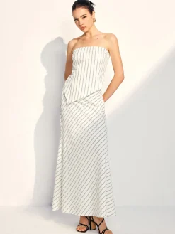 Asymmetrical Stripe Tube Skirt Set