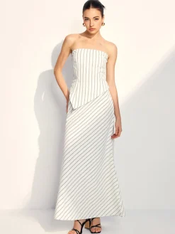 Asymmetrical Stripe Tube Skirt Set