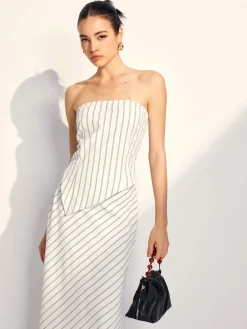 Asymmetrical Stripe Tube Skirt Set