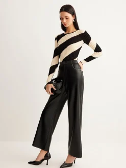 Asymmetrical Striped Slim Knit Top