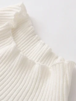Asymmetrical Trim Mock Neck Sweater