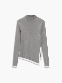 Asymmetrical Trim Mock Neck Sweater