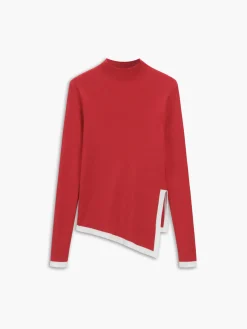 Asymmetrical Trim Mock Neck Sweater