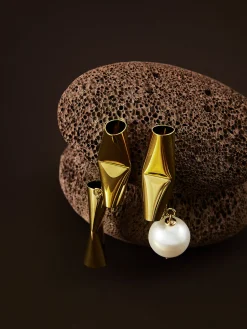 Asymmetrical Tube Pearl Drop Earrings