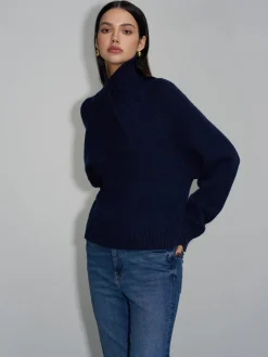 Asymmetrical Turtleneck Plain Sweater