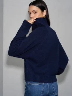 Asymmetrical Turtleneck Plain Sweater