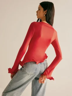 Asymmetrical Wave Trim Blouse