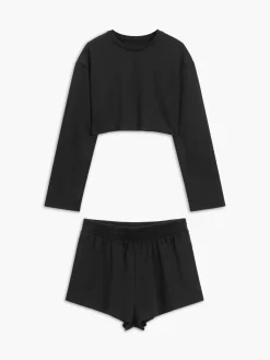 Athleisure Long Sleeve Three Piece Shorts Set