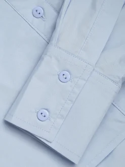 Baby Blue Open Collar Double Layer Crop Shirt